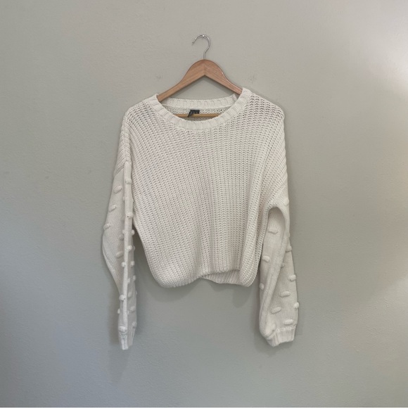 Moon and Madison Cropped Long Sleeve Sweater Ivory L - Picture 2 of 6